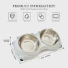 Macaron Pink Dual Stainless Steel Pet Bowls, 600ml Each, Non-Slip, Dishwasher Safe for Small-Medium Pets