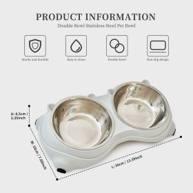 Macaron Pink Dual Stainless Steel Pet Bowls, 600ml Each, Non-Slip, Dishwasher Safe for Small-Medium Pets