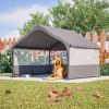 Extra Large Outdoor Dog House Tent with 3-Sided Mesh Windows, Breathable Sun Rain Cover Pet Shelter with Canopy and Ground Stakes for Dogs, Cats