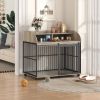44'' Heavy Duty Large Dog Crate Furniture for Large Medium Dog with Lockable Wheels, Wooden Dog Crate Dog Kennel