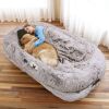 Human Dog Bed, Large Size Fits You and Pets, Washable Faux Fur Dog Bed for People Doze Off, Napping Orthopedic Dog Bed, Present Plump Pillow, Blanket