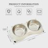 Macaron Pink Dual Stainless Steel Pet Bowls, 600ml Each, Non-Slip, Dishwasher Safe for Small-Medium Pets