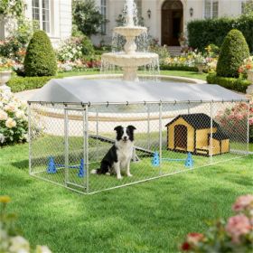 Outdoor kennel, dog house, dog cage, silver (Color: Silver)