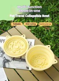 3-in-1 Pet Travel Collapsible Bowl Foldable Slow-Feeder With Strong Suction Cups  Portable Silicone Dog Bowl with Hook for Hanging on Collar/Backpack (Color: Pink, size: 650ml)